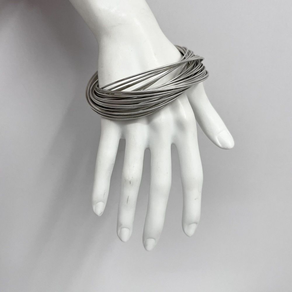 40 Sterling Wire Bangle Bracelet Linked Together Weighs 118 Grams Size Large Xl